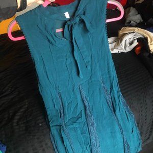 Peacock boho lace panel dress NWOT